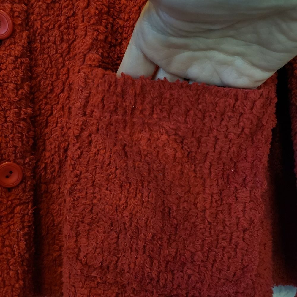 FOCUS Red Chenille Button Front Jacket Blazer Small - Picture 2 of 6
